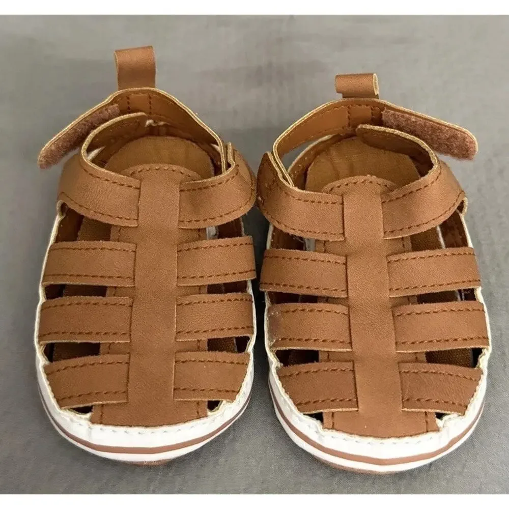 Beverly Hills Polo Club Baby Infant Toddler Boys Brown Sandals, Hook & Loop sz 3